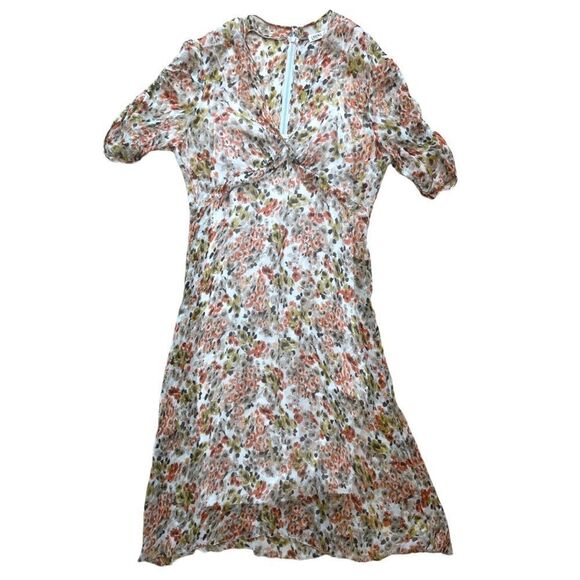 L'AGENCE Orange Fall Floral Print Knee-Length Midi Dress - Picture 3 of 16